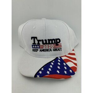 NEW - Donald Trump 2020 Cap USA Flag White Baseball Cap - "Keep America Great"